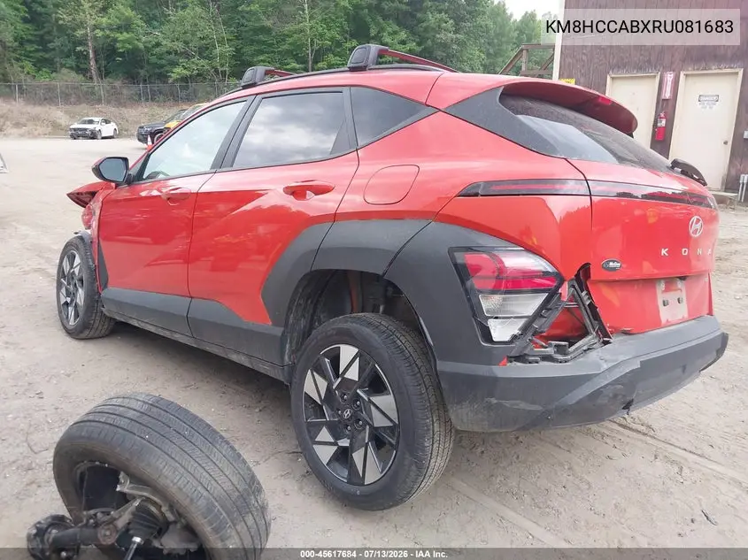 2024 Hyundai Kona Sel VIN: KM8HCCABXRU081683 Lot: 45617684