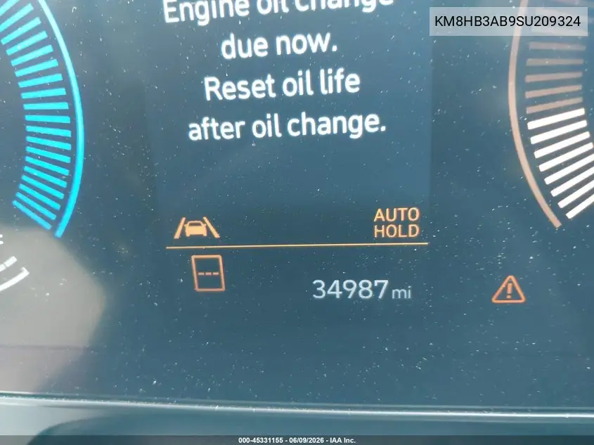 2025 Hyundai Kona Sel VIN: KM8HB3AB9SU209324 Lot: 45331155
