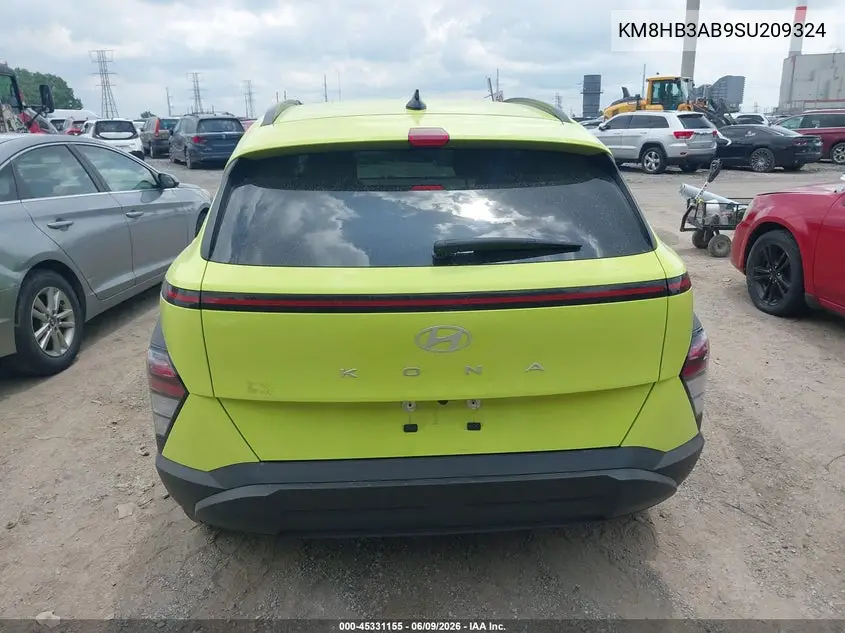 2025 Hyundai Kona Sel VIN: KM8HB3AB9SU209324 Lot: 45331155