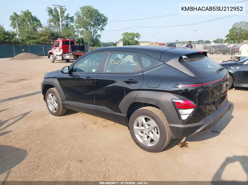 2025 Hyundai Kona Se VIN: KM8HACAB5SU212952 Lot: 45625871