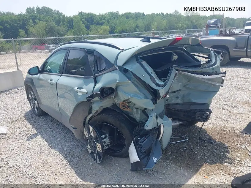 2025 Hyundai Kona Sel VIN: KM8HB3AB6SU267908 Lot: 45674297