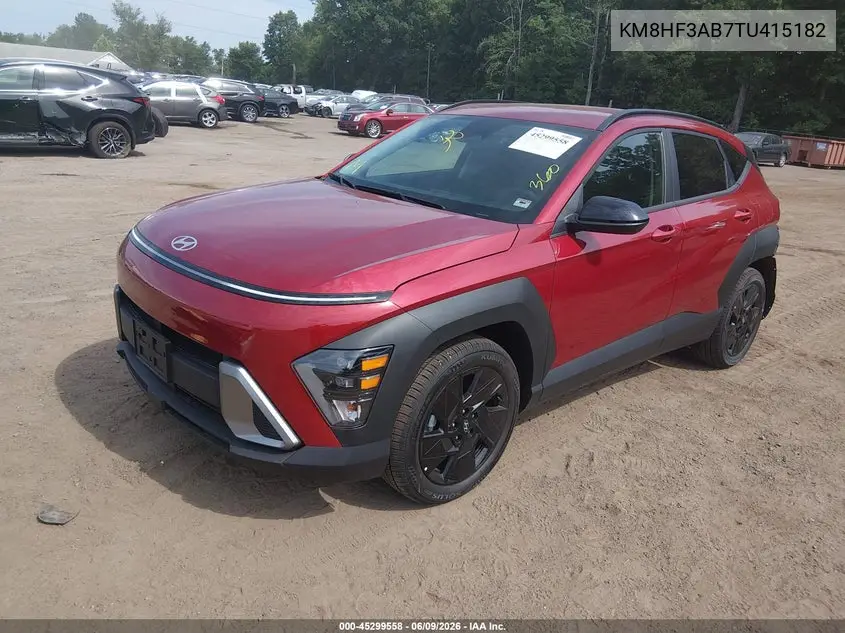 2026 Hyundai Kona Sel Sport VIN: KM8HF3AB7TU415182 Lot: 45299558