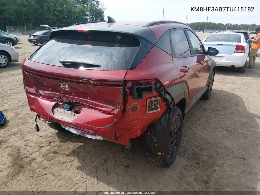 2026 Hyundai Kona Sel Sport VIN: KM8HF3AB7TU415182 Lot: 45299558