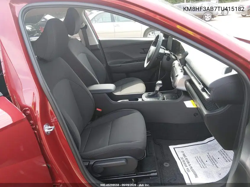 2026 Hyundai Kona Sel Sport VIN: KM8HF3AB7TU415182 Lot: 45299558