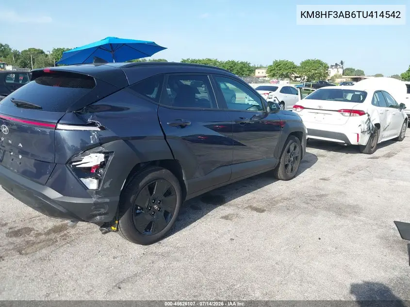 2026 Hyundai Kona Sel Sport VIN: KM8HF3AB6TU414542 Lot: 45626107