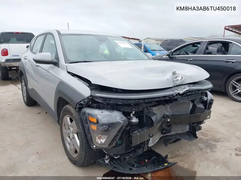 2026 Hyundai Kona Se VIN: KM8HA3AB6TU450018 Lot: 45640347