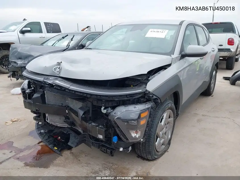 2026 Hyundai Kona Se VIN: KM8HA3AB6TU450018 Lot: 45640347