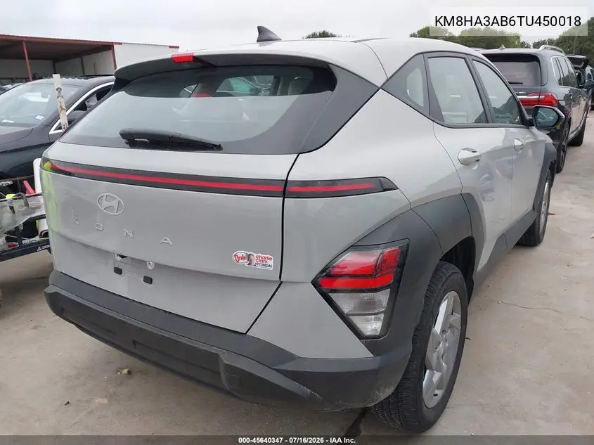 2026 Hyundai Kona Se VIN: KM8HA3AB6TU450018 Lot: 45640347