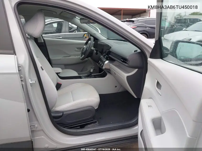 2026 Hyundai Kona Se VIN: KM8HA3AB6TU450018 Lot: 45640347