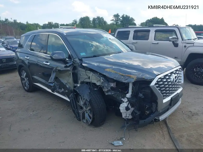 2021 Hyundai Palisade Sel VIN: KM8R4DHE6MU231921 Lot: 45571641