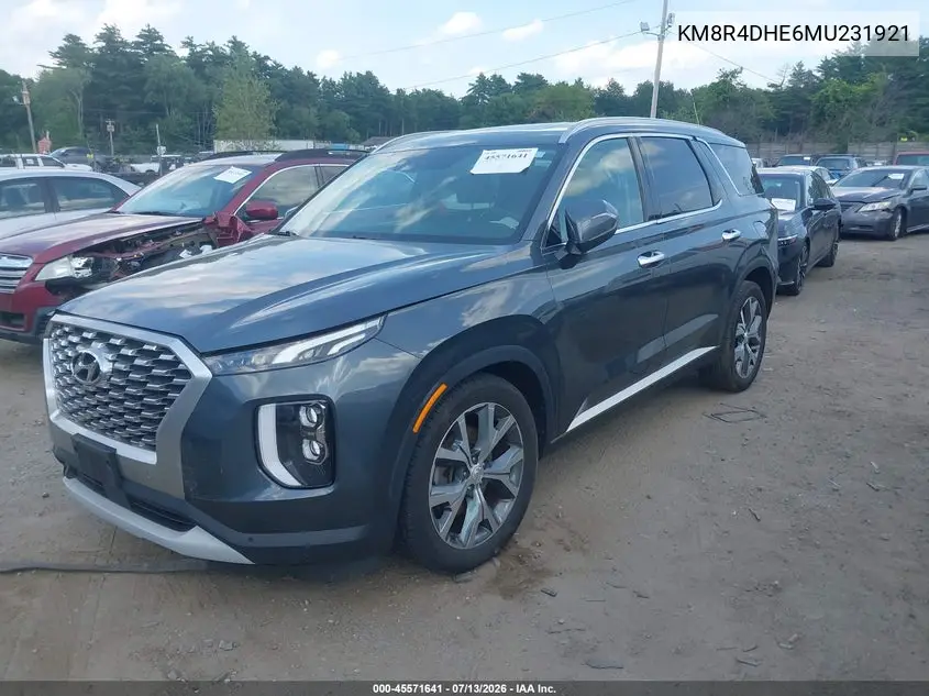 2021 Hyundai Palisade Sel VIN: KM8R4DHE6MU231921 Lot: 45571641