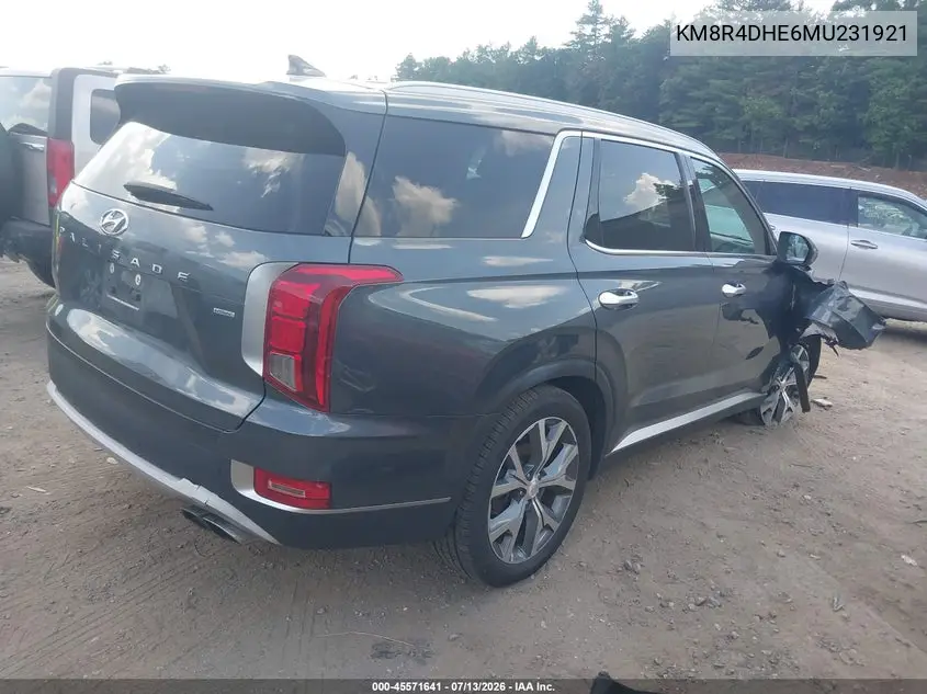 2021 Hyundai Palisade Sel VIN: KM8R4DHE6MU231921 Lot: 45571641