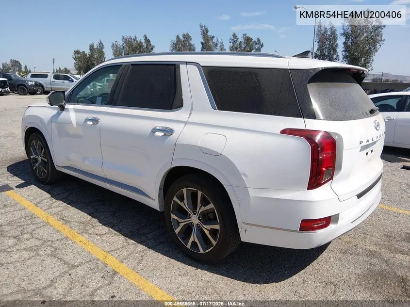 2021 Hyundai Palisade Limited VIN: KM8R54HE4MU200406 Lot: 45666655