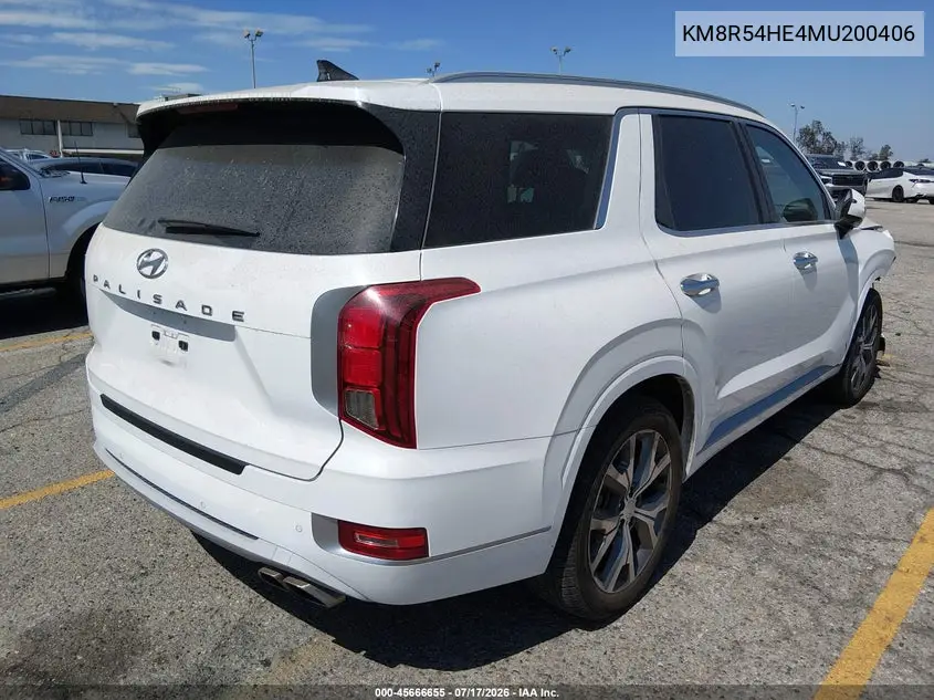 2021 Hyundai Palisade Limited VIN: KM8R54HE4MU200406 Lot: 45666655