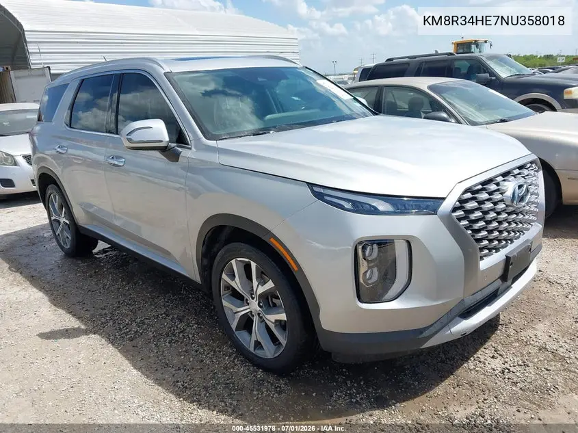 2022 Hyundai Palisade Sel VIN: KM8R34HE7NU358018 Lot: 45531978