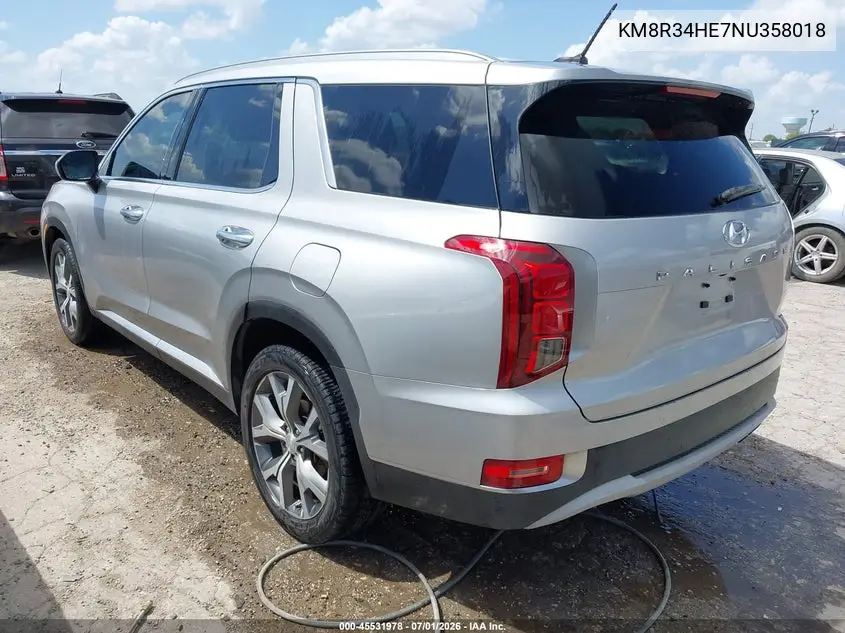 2022 Hyundai Palisade Sel VIN: KM8R34HE7NU358018 Lot: 45531978