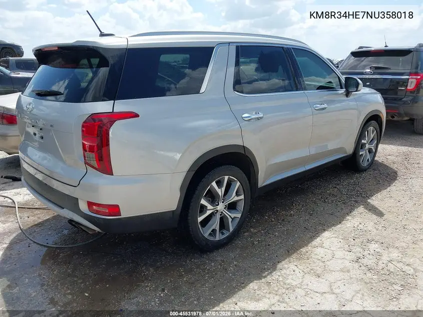 2022 Hyundai Palisade Sel VIN: KM8R34HE7NU358018 Lot: 45531978