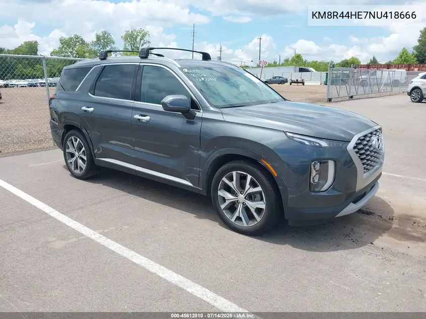 2022 Hyundai Palisade Sel VIN: KM8R44HE7NU418666 Lot: 45612810