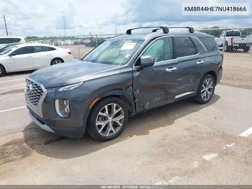2022 Hyundai Palisade Sel VIN: KM8R44HE7NU418666 Lot: 45612810