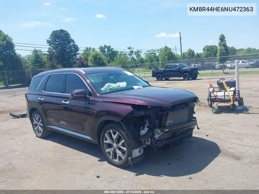 2022 Hyundai Palisade Sel VIN: KM8R44HE6NU472363 Lot: 45613398