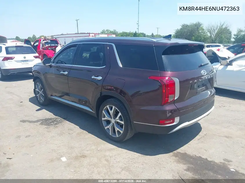 2022 Hyundai Palisade Sel VIN: KM8R44HE6NU472363 Lot: 45613398