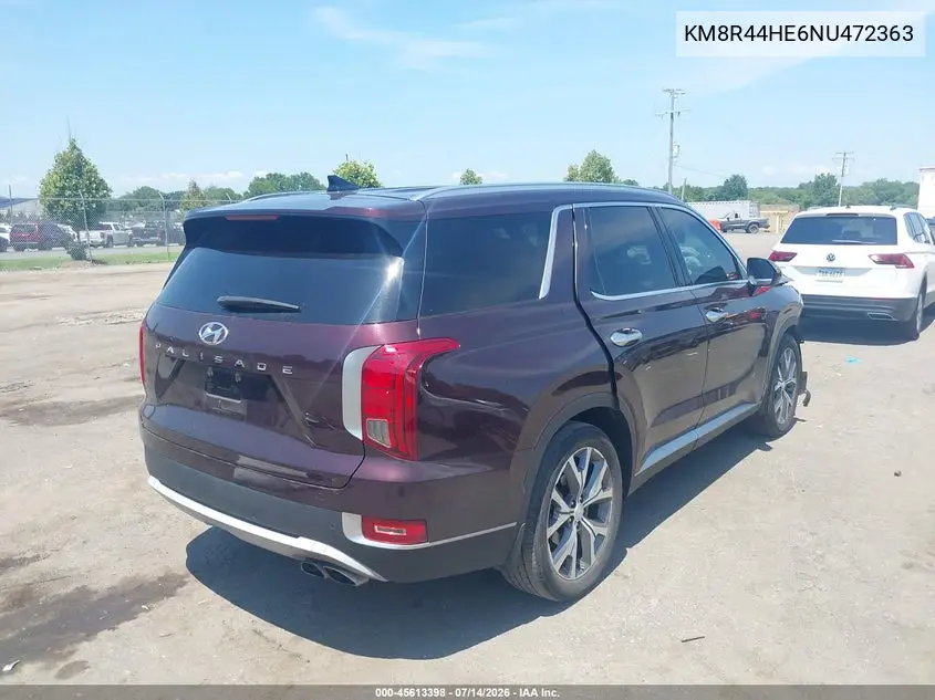 2022 Hyundai Palisade Sel VIN: KM8R44HE6NU472363 Lot: 45613398