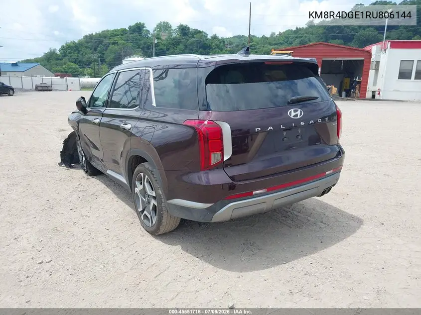 2024 Hyundai Palisade Sel VIN: KM8R4DGE1RU806144 Lot: 45551716