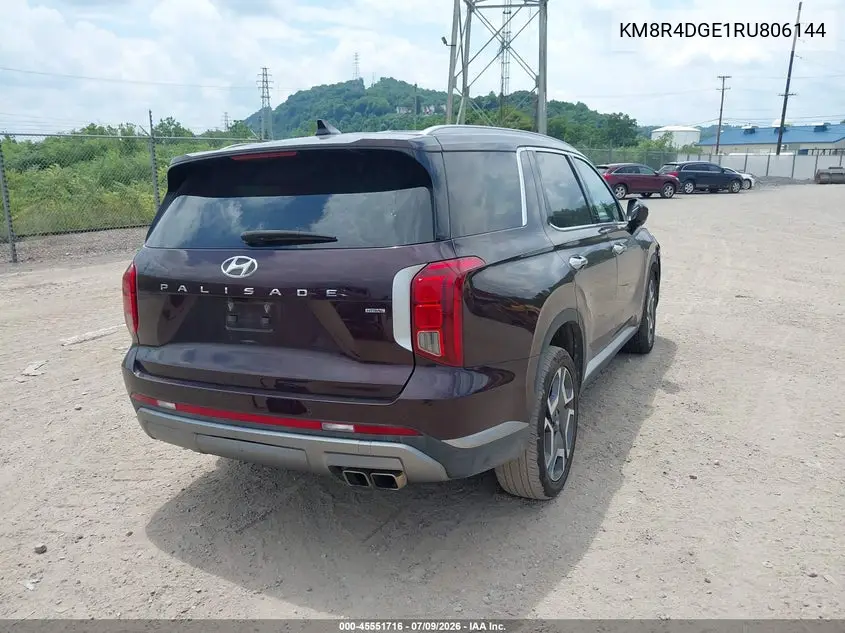 2024 Hyundai Palisade Sel VIN: KM8R4DGE1RU806144 Lot: 45551716