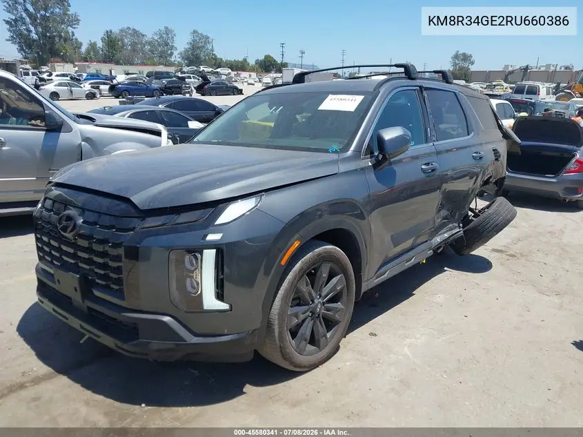 2024 Hyundai Palisade Xrt VIN: KM8R34GE2RU660386 Lot: 45580341