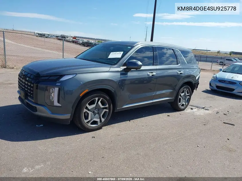 2025 Hyundai Palisade Sel Premium VIN: KM8R4DGE4SU925778 Lot: 45507668