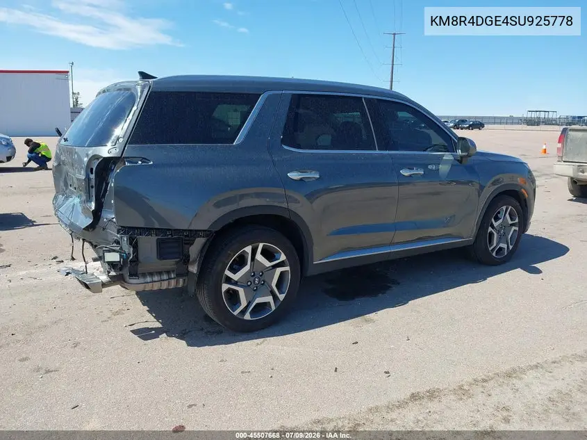 2025 Hyundai Palisade Sel Premium VIN: KM8R4DGE4SU925778 Lot: 45507668