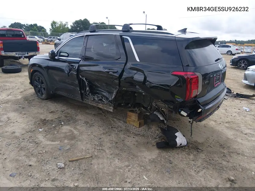 2025 Hyundai Palisade Xrt VIN: KM8R34GE5SU926232 Lot: 45612984