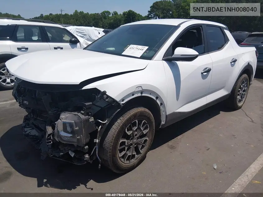 2022 Hyundai Santa Cruz Sel VIN: 5NTJBDAE1NH008040 Lot: 45179448