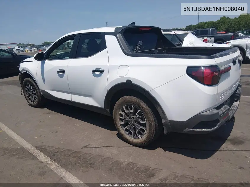 2022 Hyundai Santa Cruz Sel VIN: 5NTJBDAE1NH008040 Lot: 45179448