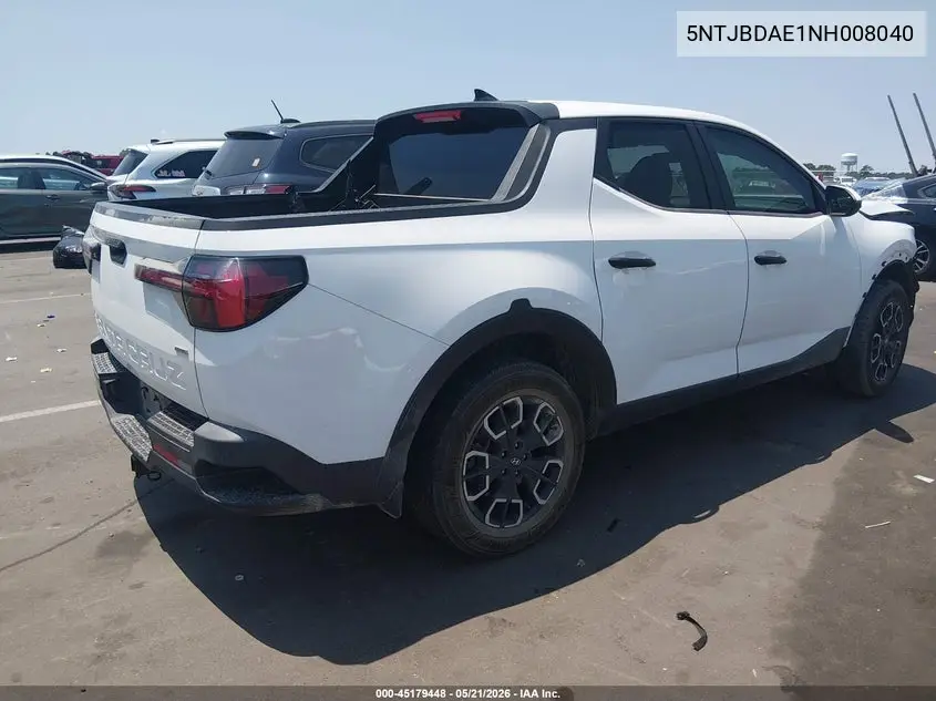 2022 Hyundai Santa Cruz Sel VIN: 5NTJBDAE1NH008040 Lot: 45179448