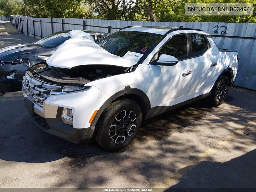2022 Hyundai Santa Cruz Sel VIN: 5NTJCDAE8NH003494 Lot: 45562885