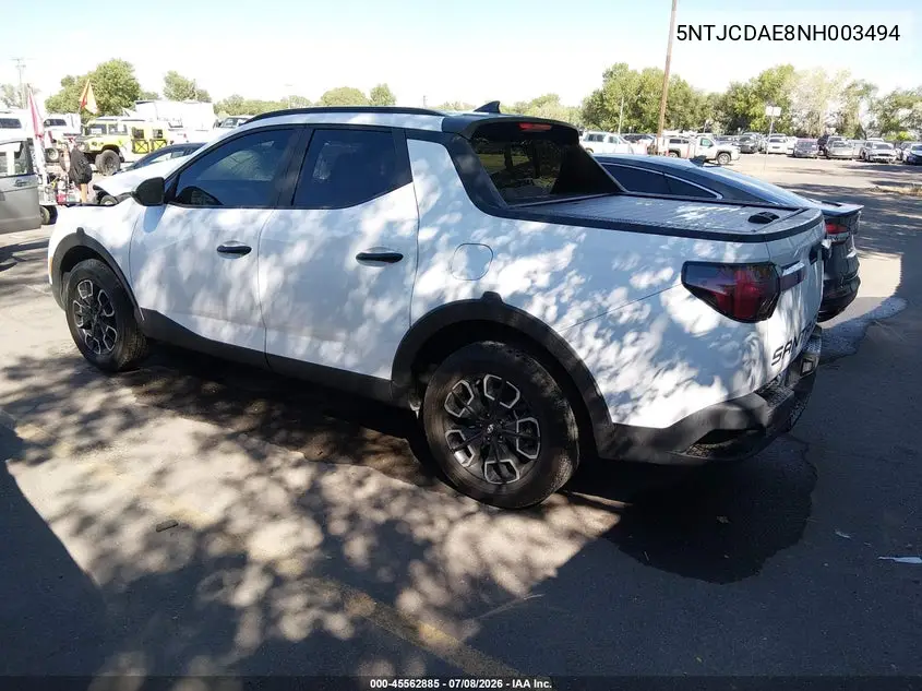 2022 Hyundai Santa Cruz Sel VIN: 5NTJCDAE8NH003494 Lot: 45562885