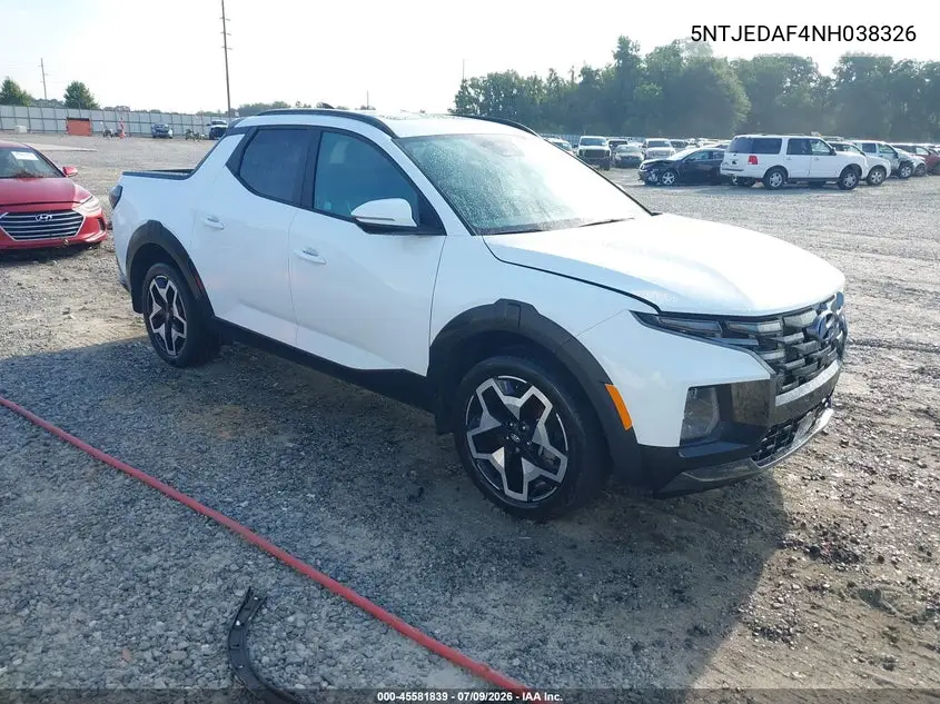 2022 Hyundai Santa Cruz Limited VIN: 5NTJEDAF4NH038326 Lot: 45581839