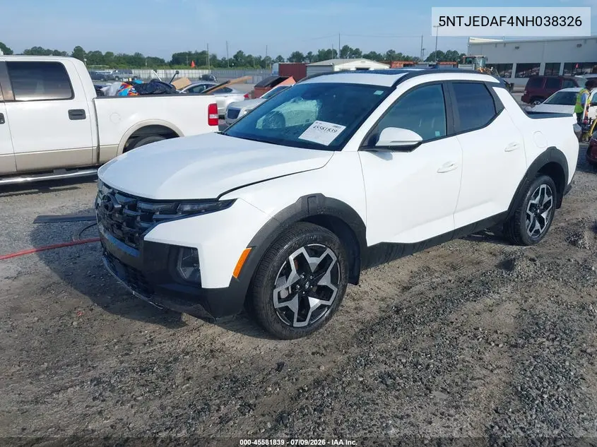 2022 Hyundai Santa Cruz Limited VIN: 5NTJEDAF4NH038326 Lot: 45581839