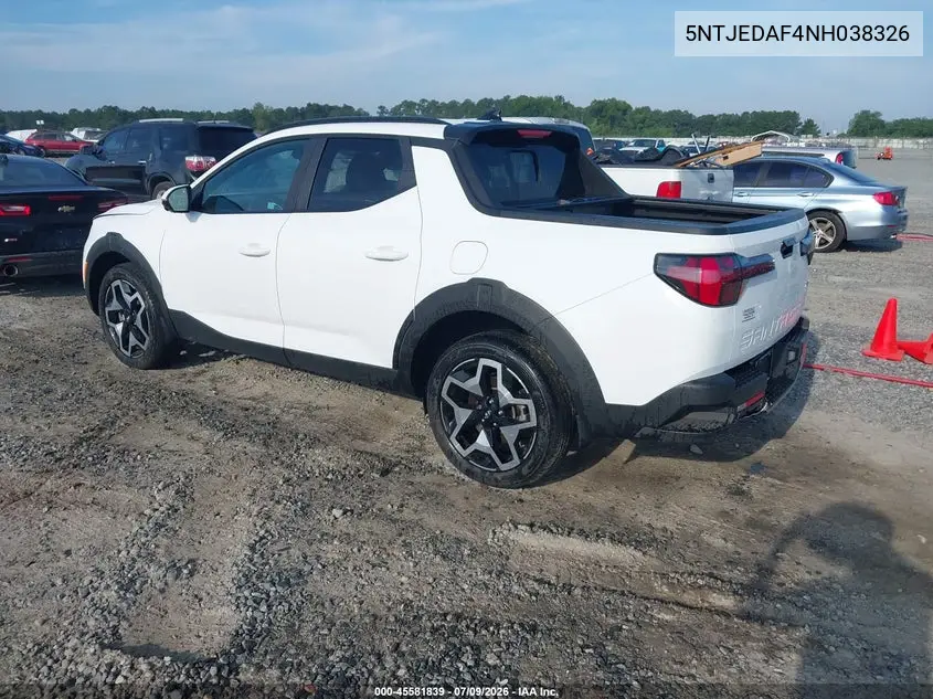 2022 Hyundai Santa Cruz Limited VIN: 5NTJEDAF4NH038326 Lot: 45581839
