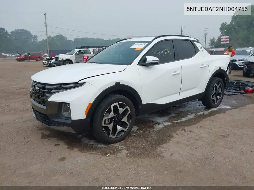 2022 Hyundai Santa Cruz Limited VIN: 5NTJEDAF2NH004756 Lot: 45643193