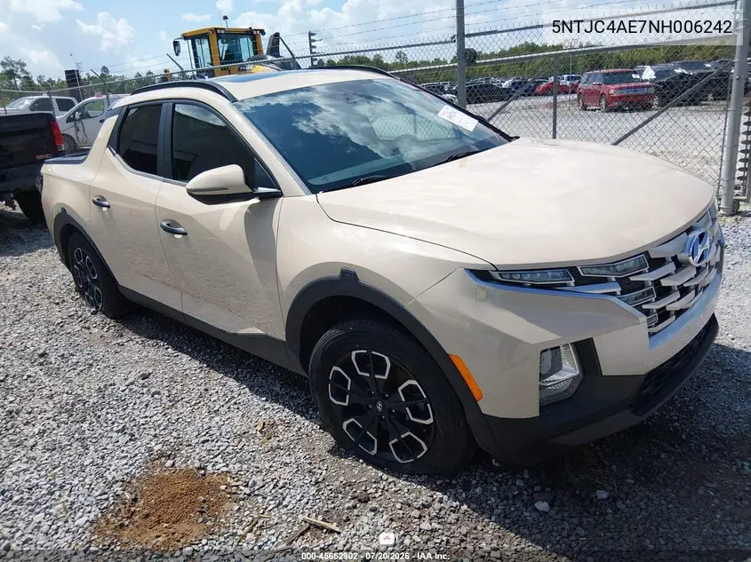 2022 Hyundai Santa Cruz Sel VIN: 5NTJC4AE7NH006242 Lot: 45652902