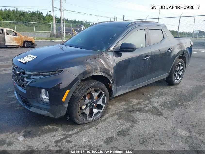 2024 Hyundai Santa Cruz Trend Awd VIN: 5NTJDDAF4RH098017 Lot: 12649167
