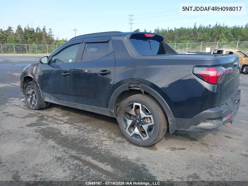 2024 Hyundai Santa Cruz Trend Awd VIN: 5NTJDDAF4RH098017 Lot: 12649167