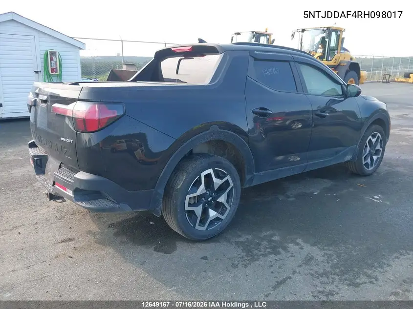 2024 Hyundai Santa Cruz Trend Awd VIN: 5NTJDDAF4RH098017 Lot: 12649167