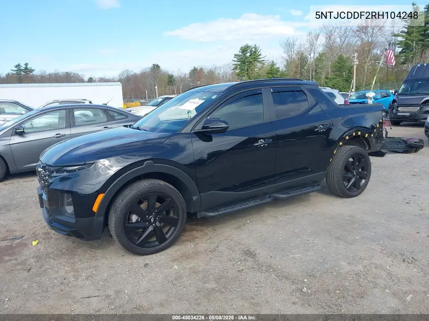 2024 Hyundai Santa Cruz Night VIN: 5NTJCDDF2RH104248 Lot: 45034226