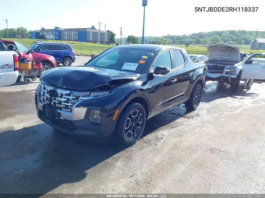 2024 Hyundai Santa Cruz Sel VIN: 5NTJBDDE2RH118337 Lot: 45062736