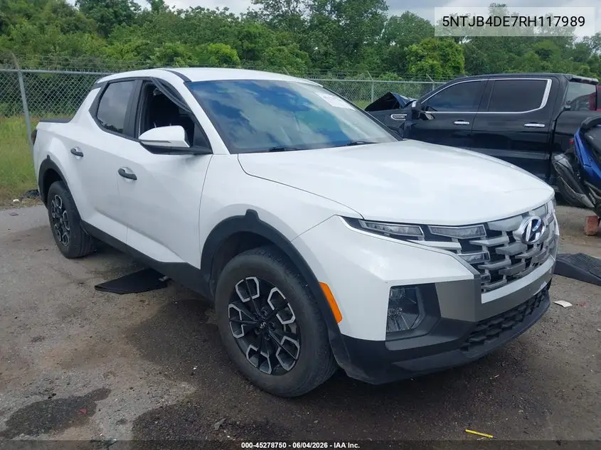 2024 Hyundai Santa Cruz Sel VIN: 5NTJB4DE7RH117989 Lot: 45278750