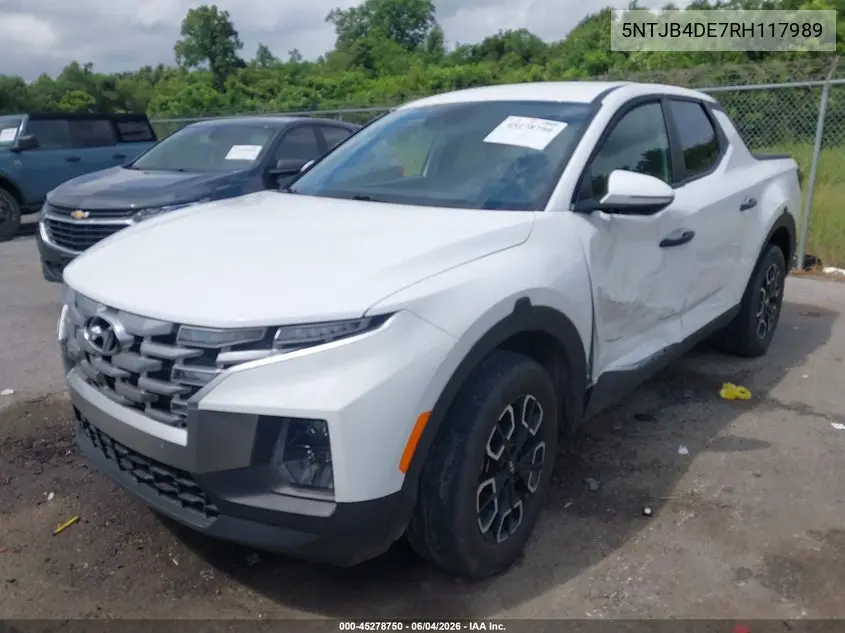 2024 Hyundai Santa Cruz Sel VIN: 5NTJB4DE7RH117989 Lot: 45278750