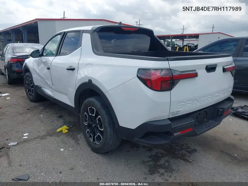 2024 Hyundai Santa Cruz Sel VIN: 5NTJB4DE7RH117989 Lot: 45278750